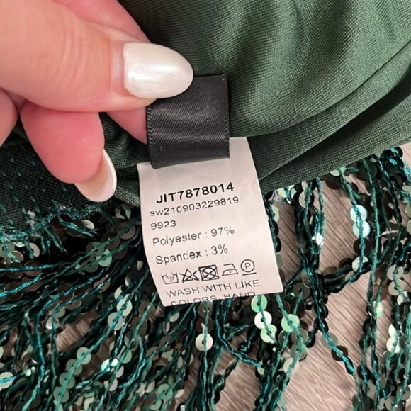 SHEIN green sequin tassle dress Medium - Picture 6 of 7